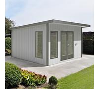 Shire Cali 12' 5" x 12' Pent Garden Office with Storage - Premium Wax Board