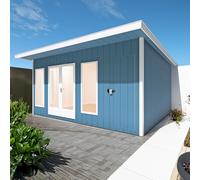 Shire Cali 12' 5" x 15' 6" Pent Garden Office with Storage - Premium Wax Board