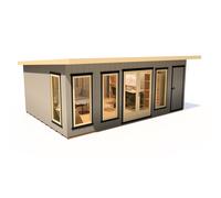 Shire Cali 12' 5" x 19' Pent Garden Office with Storage - Premium Wax Board