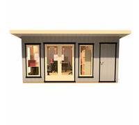 Shire Cali Home Office 16 ft x 12 ft With Side Shed, Brown