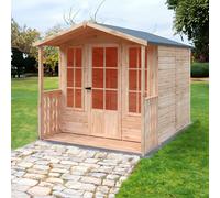 Shire Chatsworth & Veranda 7x7ft 12mm interlock Clad Wooden Summerhouse