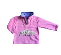 shire classics Children's Fleece Pullover with Sheep Embroidery, Quarter Zip Fleece Jacket for Kids (UK, Age, 1 Year, 2 Years, pink)