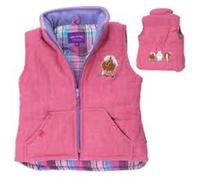 SHIRE CLASSICS GIRLS TWEED EMBROIDERED PADDED HORSE GILET BODY WARMER (PINK, 2-3 YEARS)