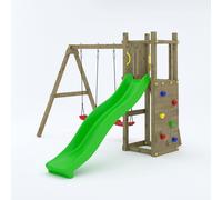 Shire Climbing frame Rumble Ridge Rock Wall with Double Swing, Slide and Wall