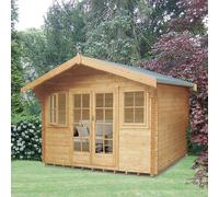 Shire Clipstone 13' 8" x 7' 10" Apex Log Cabin - Premium 44mm Cladding Tongue & Groove