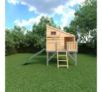 Shire Command post on platform with Slide 6x4 Childrens Playhouse with 12mm Shiplap interlocking cladding