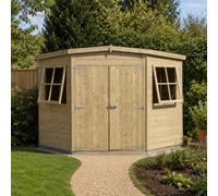 Shire Corner 8 ft x 8 ft Pressure Treated Shiplap Shed, Brown