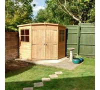 Shire Shiplap 8ft x 8ft Wooden Corner Garden Shed with Double Doors