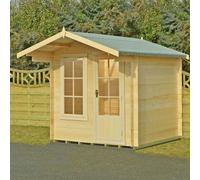 Shire Crinan 7' 4" x 9' 11" Apex Log Cabin - Premium 19mm Cladding Log Clad