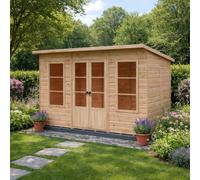 Shire Dahlia 12X6 Pent Summerhouse With Double Doors And Two Opening Windows