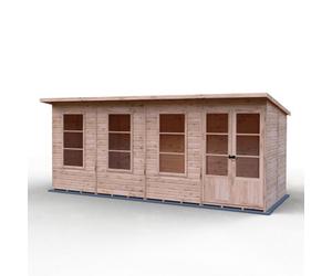 Shire Dahlia 16X6Ft Pent Summerhouse With Double Doors And 3 Opening Windows