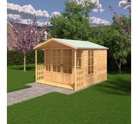 Shire Delmora 8 ft x 10 ft Summerhouse With Veranda, Brown