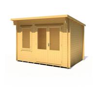 Shire Edgefield 10' 9" x 7' 10" Pent Log Cabin - Premium 19mm Cladding Log Clad