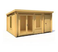 Shire Elm 10' 4" x 13' 11" Pent Log Cabin - Premium 19mm Cladding Log Clad