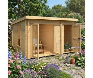 Shire Elm 10Gx12 Multiroom Pent Log Cabin 19mm interlock Cladding