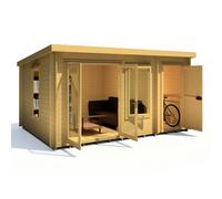 Shire Elm 10Gx14 Multiroom Pent Log Cabin 19mm interlock Cladding