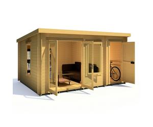 Shire Elm 10Gx14 Multiroom Pent Log Cabin 19mm interlock Cladding