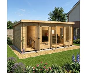 Shire Elm 10Gx17 Multiroom Pent Log Cabin 19mm interlock Cladding