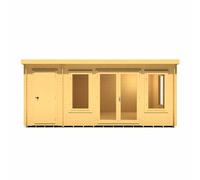 Shire Elm 5.1m x 3m Double Door Log Cabin with Side Shed (19mm)