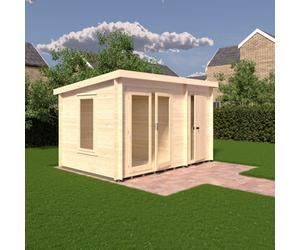 Shire Elm 8Gx12 19mm Log Cabin With Side Storage