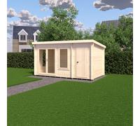 Shire Elm 8Gx14 19mm Log Cabin With Side Storage