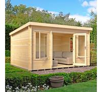 Shire Emneth 11' 11" x 9' 9" Pent Log Cabin - Premium 19mm Cladding Log Clad