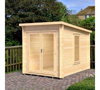 Shire Emneth 6' 10" x 9' 9" Pent Log Cabin - Premium 19mm Cladding Log Clad