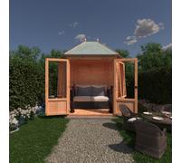Shire Fleswick Hexagonal Gazebo Summerhouse 8x7 Double doors 12mm Cladding