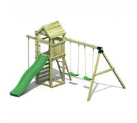 Shire Gaia Climbing Frame Tower with Swings, Climbing Rope and Slide