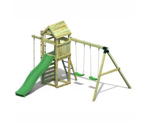 Shire Gaia Climbing Frame Tower with Swings, Climbing Rope and Slide