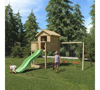 Shire Galaxy Play Equipment With Double Swings, Slide And Raised Playhouse