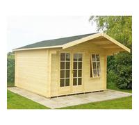 Shire Glenmore 11' 9" x 9' 9" Apex Log Cabin - Premium 70mm Cladding Tongue & Groove