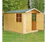 Shire Guernsey 7ft x 10ft Wooden Apex Garden Shed, Brown