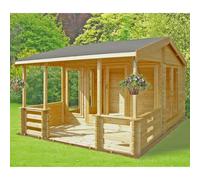 Shire Guisborough 12' 9" x 12' 1" Reverse Apex Log Cabin - Premium 34mm Cladding Tongue & Groove