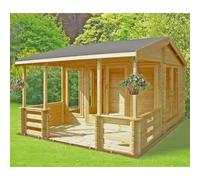 Shire Guisborough 12' 9" x 12' 1" Reverse Apex Log Cabin - Premium 44mm Cladding Tongue & Groove