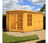 Shire Hampton 3' 9" x 6' 8" Pent Summerhouse with Side Shed - Premium Dip Treated Shiplap
