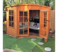 Shire Hampton 8 ft x 8 ft Corner Summerhouse, Brown