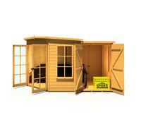8x12 Shire Hampton Premium Corner Summerhouse with Side Shed - 8x12 Shire Hampton Premium Corner Summerhouse with Side Shed