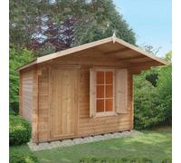 Shire Hopton 9' 9" x 11' 9" Apex Log Cabin - Premium 28mm Cladding Tongue & Groove