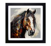 Shire Horse Expressionism No.2 Framed Print | 18x18 Inch Black Framed Wall Art | Ready to Hang | Eclectic Animal Picture | Living Room Bedroom Lounge Office
