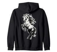Shire Horse White Equestrian Rearing Zip Hoodie