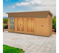 Shire Lela 5' 10" x 15' 7" Pent Summerhouse with Side Shed - Premium Dip Treated Shiplap