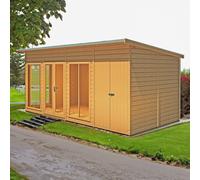 Shire Lela 7' 9" x 15' 7" Pent Summerhouse with Side Shed - Premium Dip Treated Shiplap
