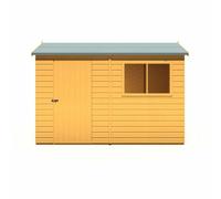 Shire Lewis 10 ft x 8 ft Reverse Apex Style Handmade Garden Shed Style D, Brown