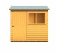 Shire Lewis 7 ft x 5 ft Reverse Apex Style Handmade Garden Shed Style D, Brown