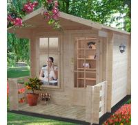 Shire Maulden 19 mm Log Cabin 9 x 9 Feet + Verandah in Brown Shire Brown
