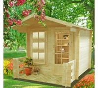 Shire Maulden With Veranda Log Cabin Home Office Garden Room Approx 7 X 7 Feet