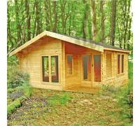 Shire New Forest 19' 7" x 12' 9" Apex Log Cabin - Premium 44mm Cladding Tongue & Groove