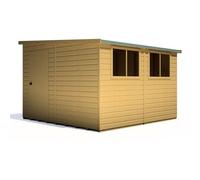 Shire Norfolk Workshop Pent Shed 10X10 Double Door 19mm Loglap Style A