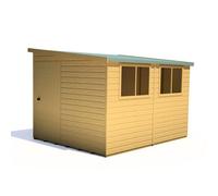 Shire Norfolk Workshop Pent Shed 10X8 Double Door 19mm Loglap Style A